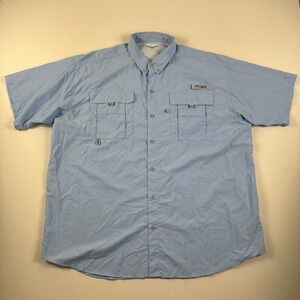 Columbia PFG Shirt Men XL Button Down Short Sleeve Blue Outdoor Fishing‎ Vented